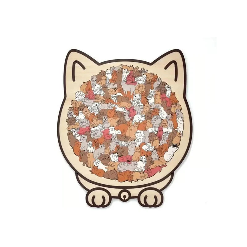 Wooden Puzzle Cat-Shaped 135 Pieces Morandi Colors