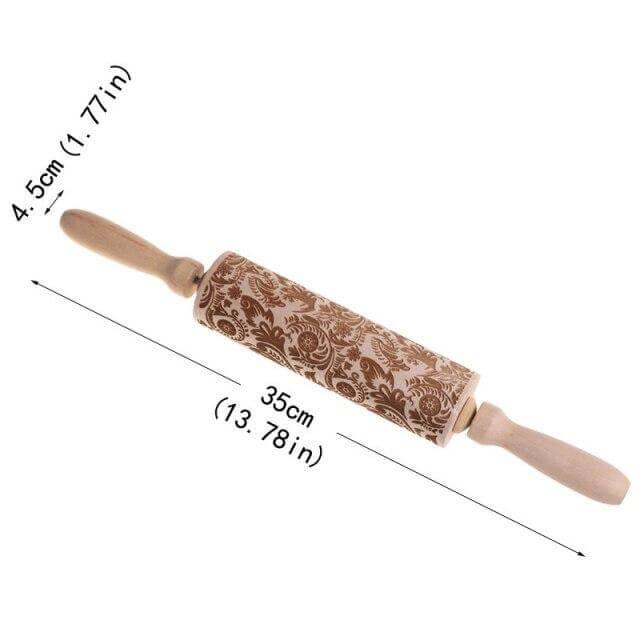 Wooden Rolling Pin Embossed Pattern Design for Cookies