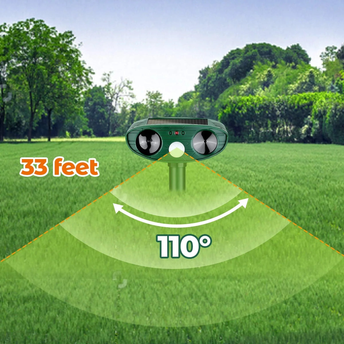 Woodpecker Repellent Ultrasonic Motion-Activated Solar-Powered 33 Ft Range
