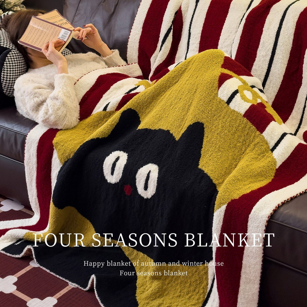 Wool Blanket Fluffy Soft Cartoon Designs Lightweight