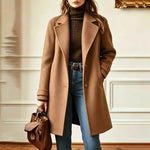 Wool Blend Coat Tailored Fit Mid-Length Side Pockets