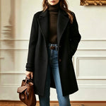 Wool Blend Coat Tailored Fit Mid-Length Side Pockets