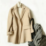 Wool Coat Checked Pattern Notched Collar Button Front