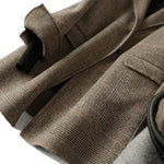 Wool Coat Checked Pattern Notched Collar Button Front