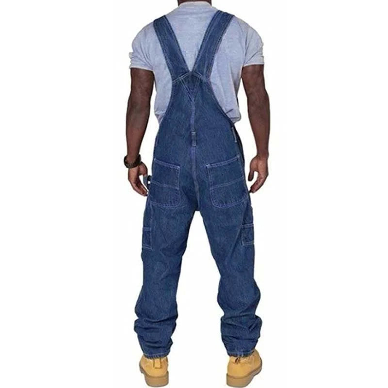 Work Bib Overalls Denim Loose Fit Multi-Pocket Design