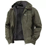 Work Jacket Insulated Lining Adjustable Hood Multiple Pockets