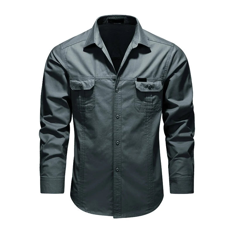Work Shirt Cotton-Rich Canvas Button-Flap Chest Pockets