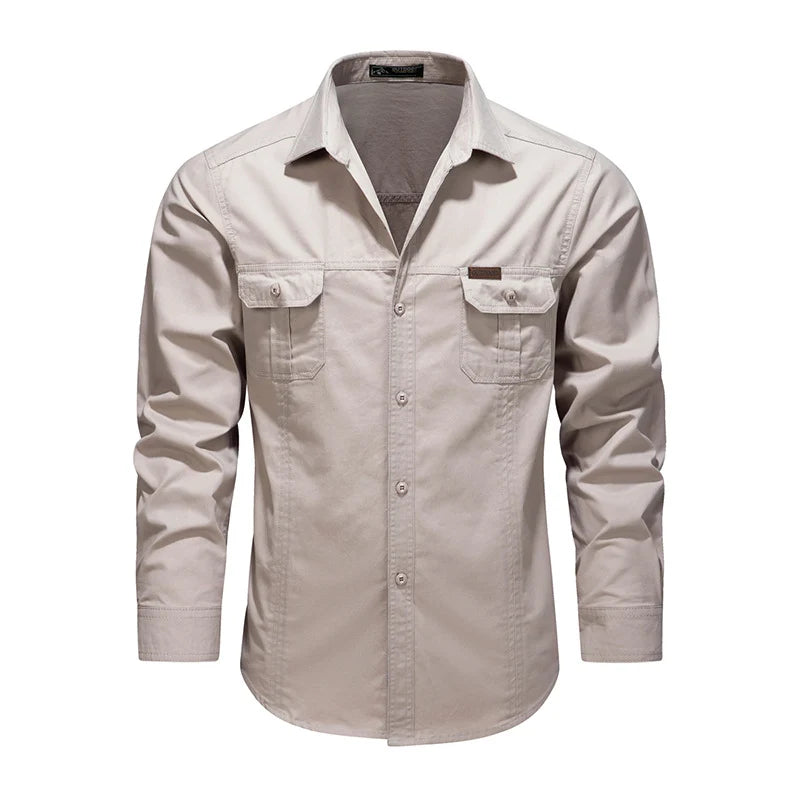Work Shirt Cotton-Rich Canvas Button-Flap Chest Pockets