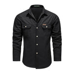 Work Shirt Cotton-Rich Canvas Button-Flap Chest Pockets