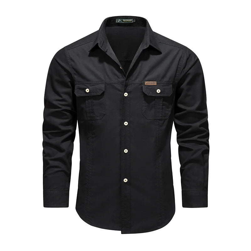 Work Shirt Cotton-Rich Canvas Button-Flap Chest Pockets