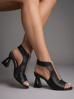 Woven Sandals Open Toe Sculpted Heel Slip-On Style
