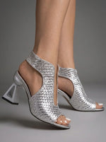 Woven Sandals Open Toe Sculpted Heel Slip-On Style