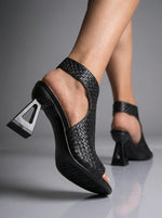 Woven Sandals Open Toe Sculpted Heel Slip-On Style