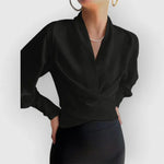 Wrap Blouse Crossover Front Adjustable Side Tie