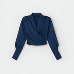 Wrap Blouse Crossover Front Adjustable Side Tie