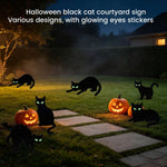 Yard Signs Black Cat Glow-in-the-Dark Eyes Set of 6