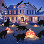 Yard Signs Black Cat Glow-in-the-Dark Eyes Set of 6