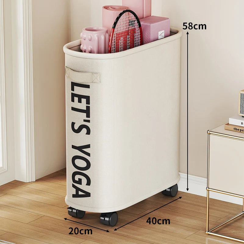 Yoga Mat Storage Cart Dual Compartments Locking Wheels