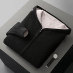 Zip Jacket Reversible Cashmere Wool Blend With Hood