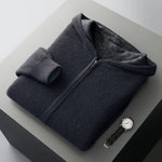 Zip Jacket Reversible Cashmere Wool Blend With Hood