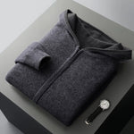 Zip Jacket Reversible Cashmere Wool Blend With Hood