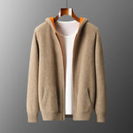 Zip Jacket Reversible Cashmere Wool Blend With Hood
