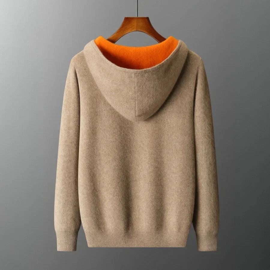Zip Jacket Reversible Cashmere Wool Blend With Hood