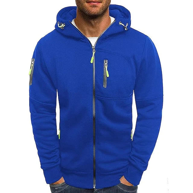 Zip-Up Hoodie Adjustable Hood Zippered Pockets