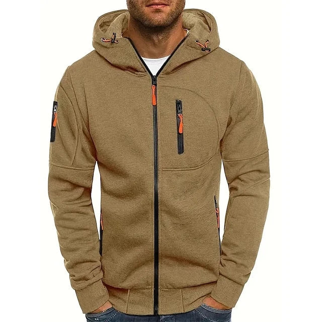 Zip-Up Hoodie Adjustable Hood Zippered Pockets