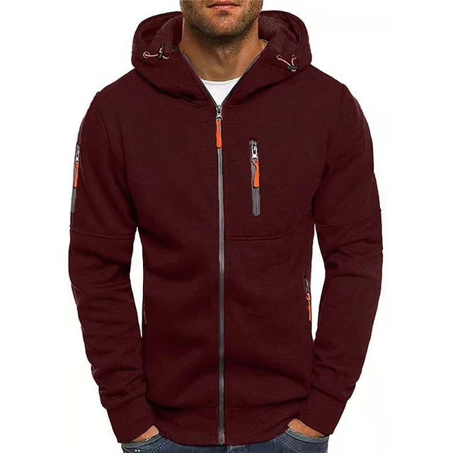 Zip-Up Hoodie Adjustable Hood Zippered Pockets