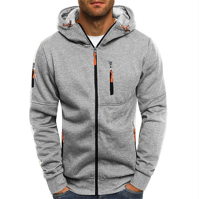 Zip-Up Hoodie Adjustable Hood Zippered Pockets