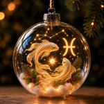Zodiac Christmas Ornament Illuminated Globe Warm Golden Lights