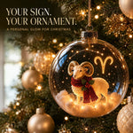 Zodiac Christmas Ornament Illuminated Globe Warm Golden Lights