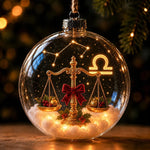 Zodiac Christmas Ornament Illuminated Globe Warm Golden Lights