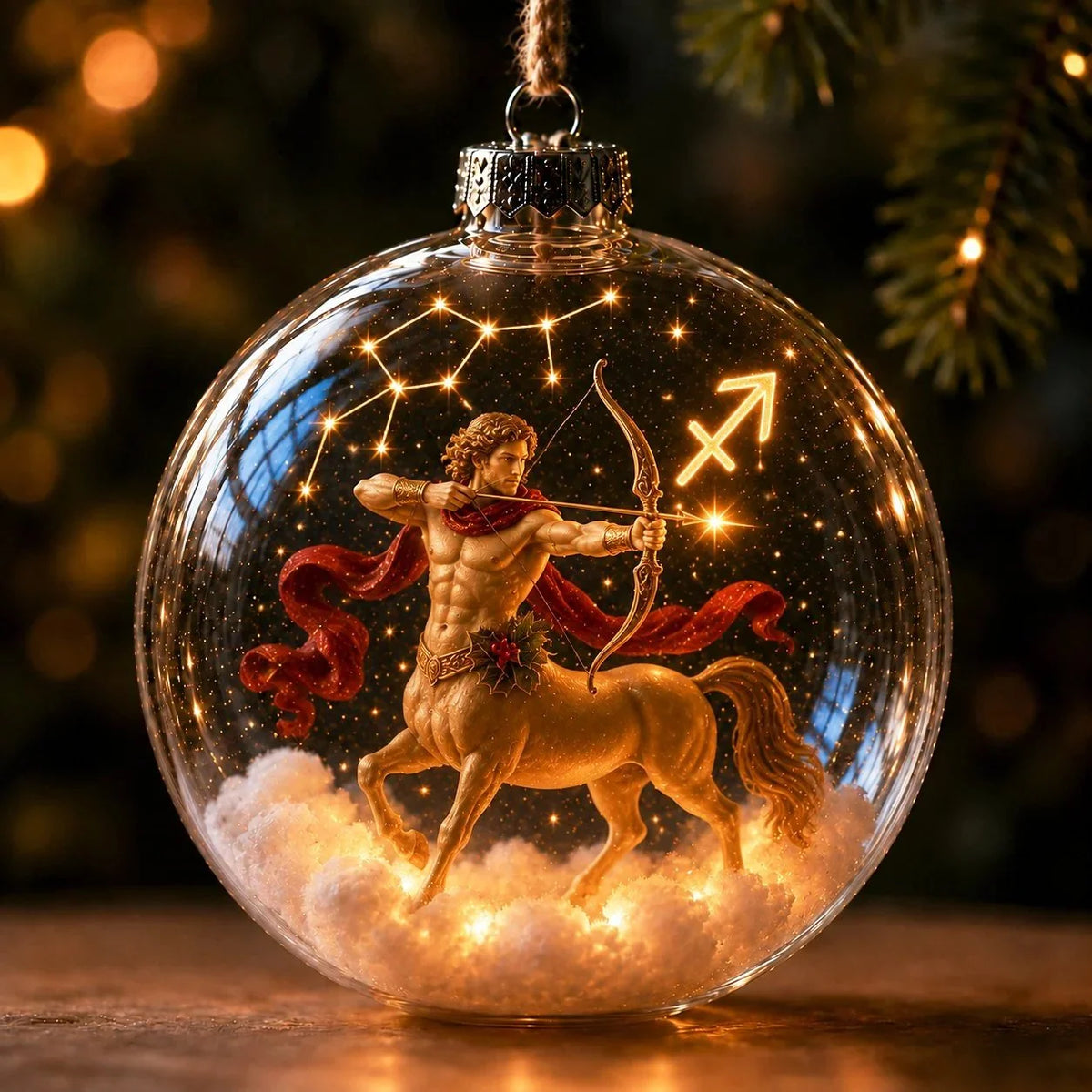 Zodiac Christmas Ornament Illuminated Globe Warm Golden Lights