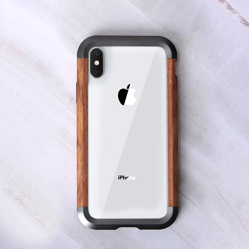 iPhone Bumper Case Natural Wood & Aluminum Lightweight Anti-Knock Protection
