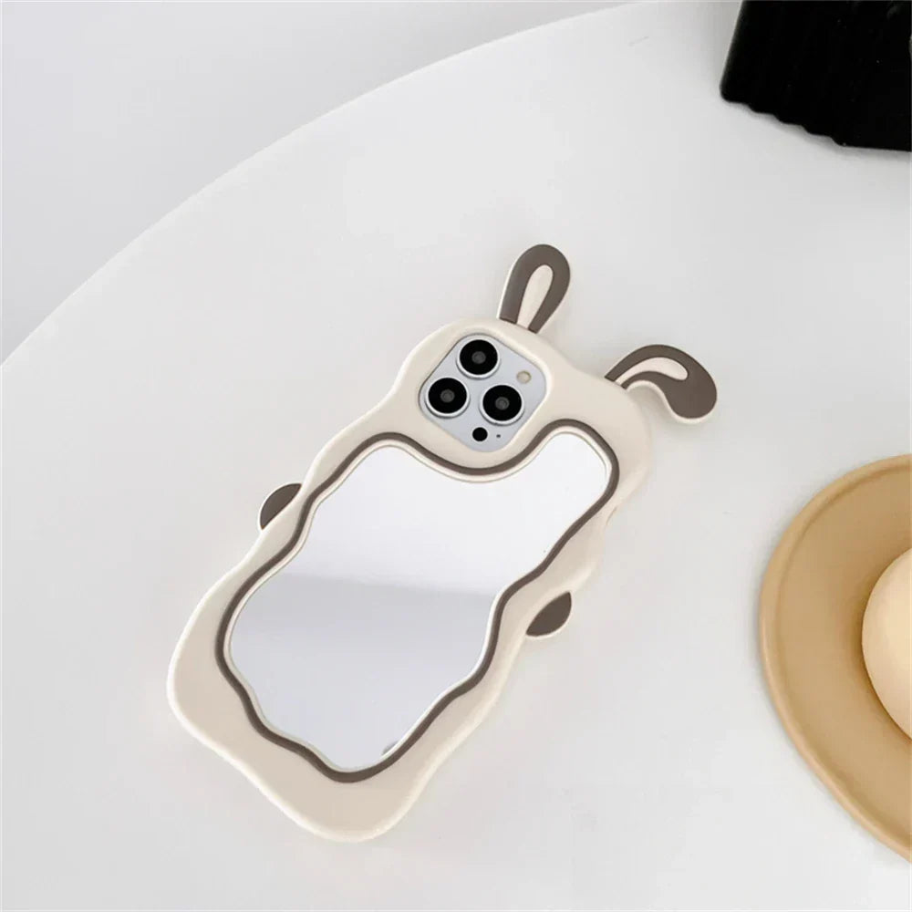 iPhone Case Built-In Mirror TPU Rabbit Ear Design