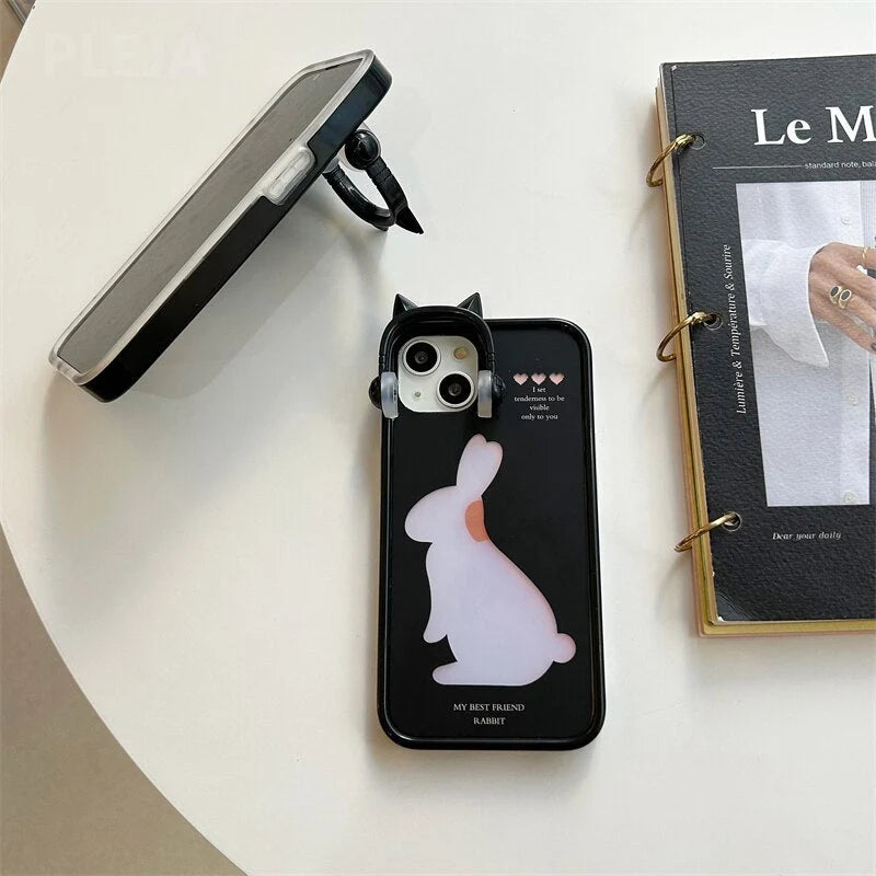 iPhone Case Cartoon Bunny Dual-Layer Full Coverage Dustproof