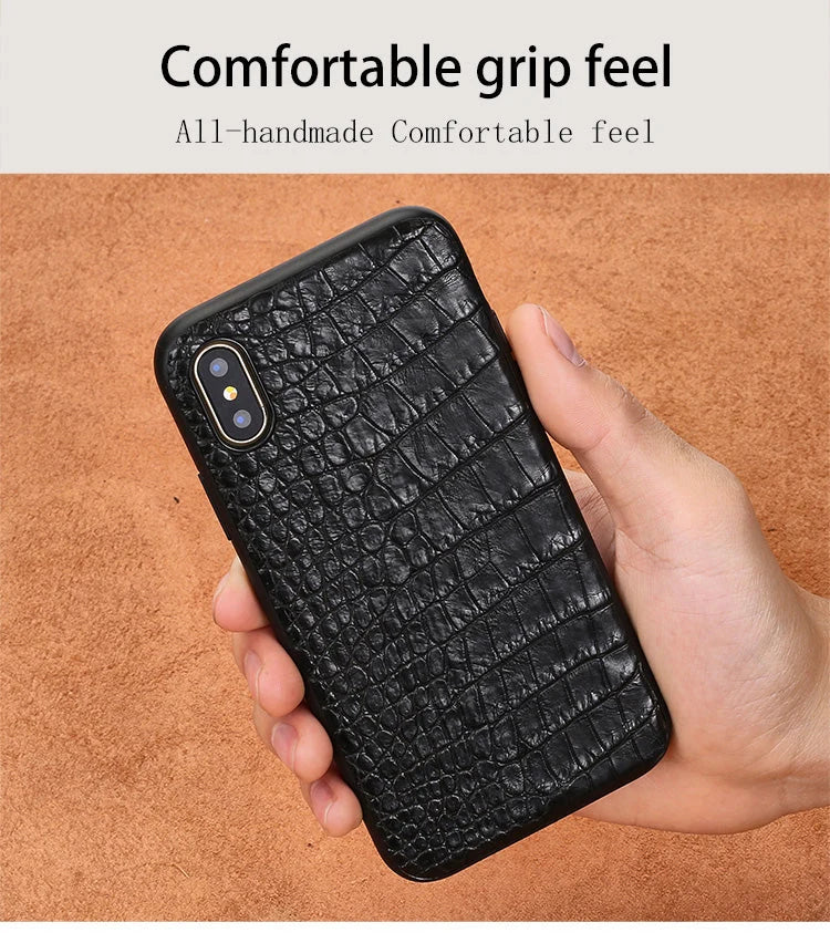 iPhone Case Genuine Crocodile Leather Impact-Resistant