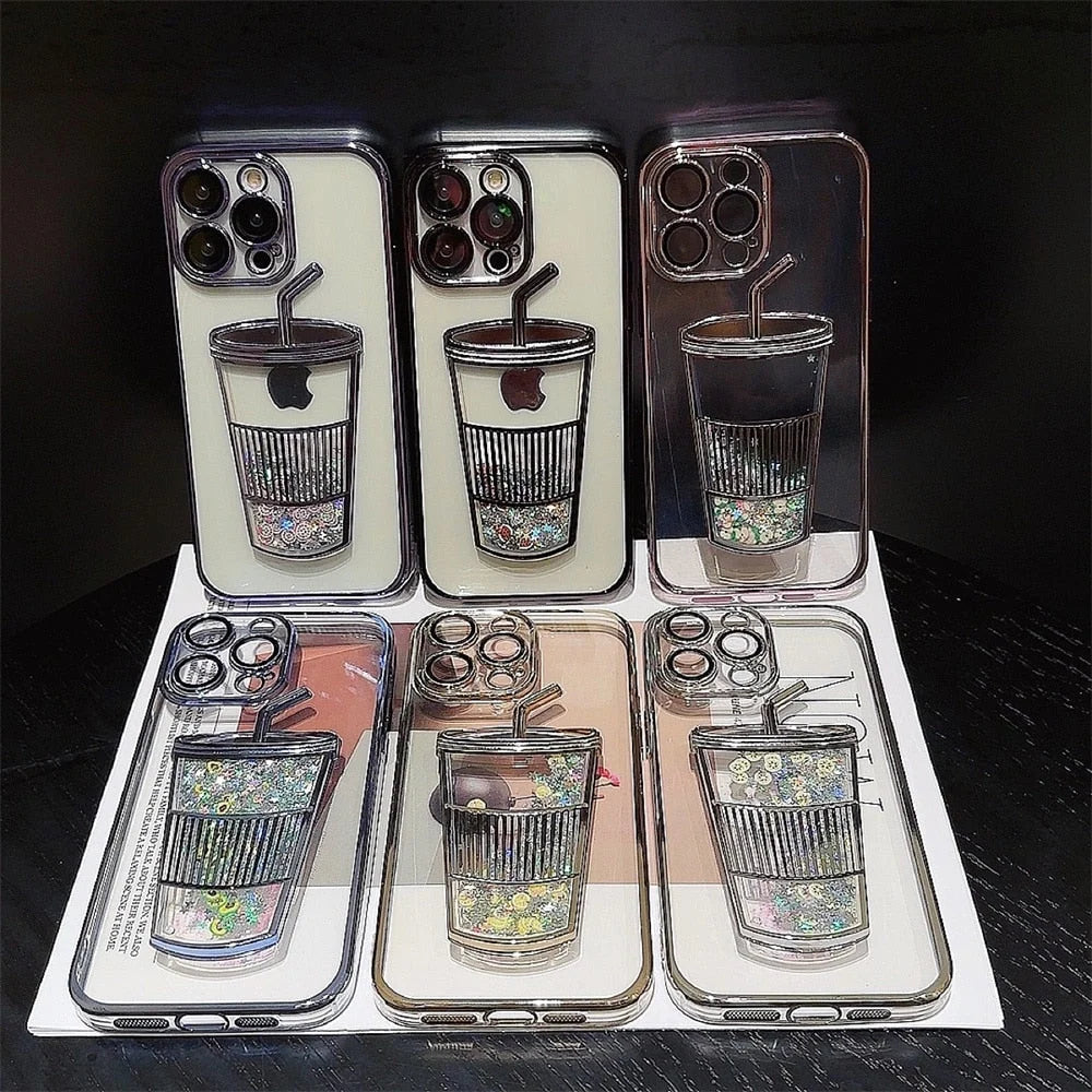iPhone Case Liquid Glitter Full-Coverage Bumper Protection