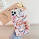 iPhone Case Marble Pattern Built-In Finger Ring Holder Soft TPU