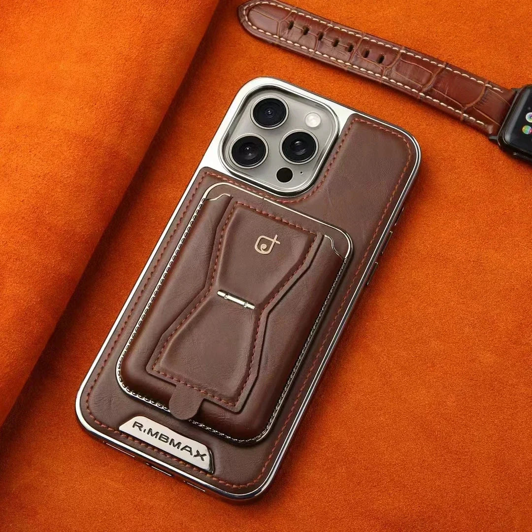 iPhone Wallet Case Leather Built-In Kickstand Card Holder
