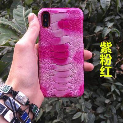 iPhone X Case Genuine Ostrich Leather Dirt-Resistant Impact-Resistant