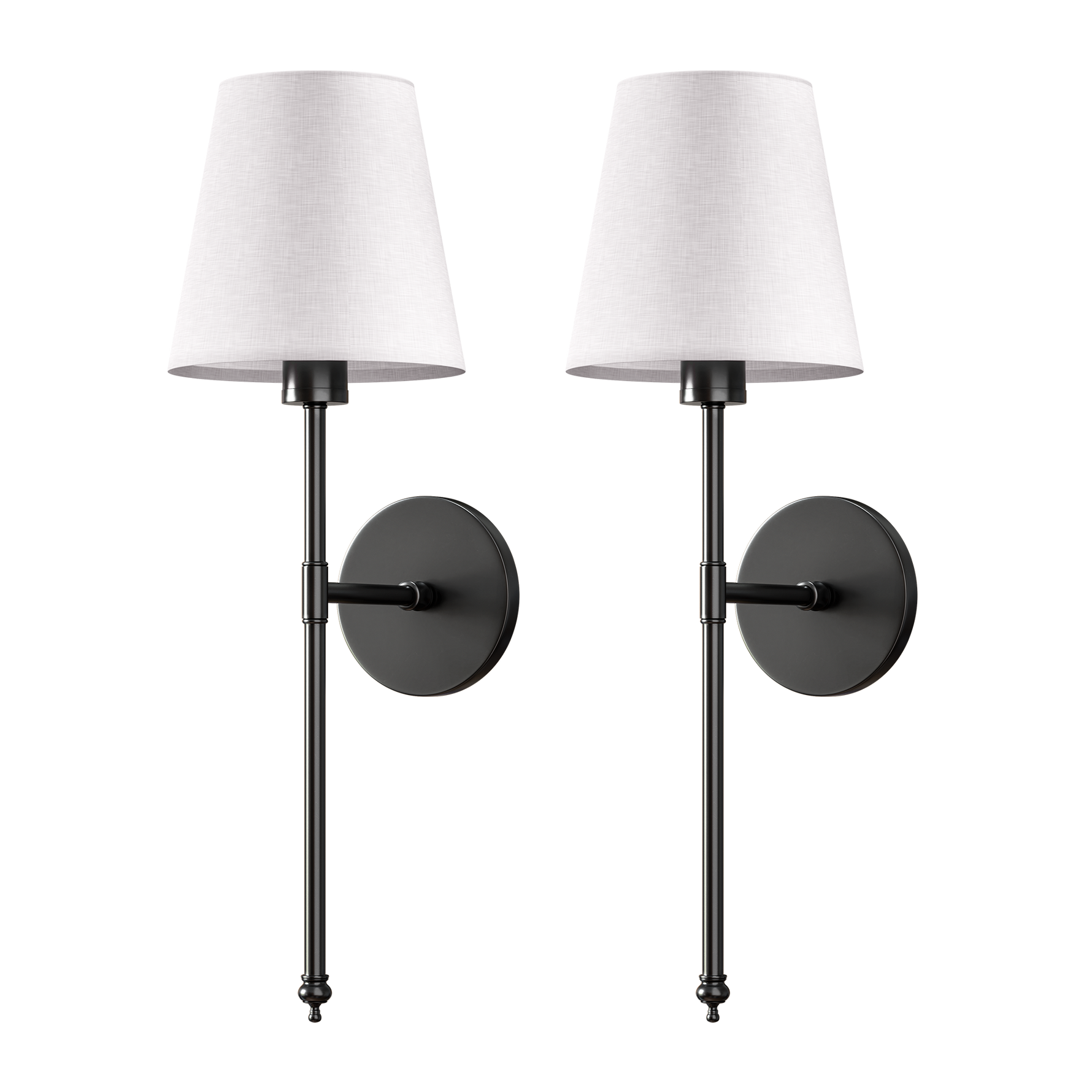 Wandleuchten-Set | 3M Klebeinstallation | Stoffschirm | 2er Set