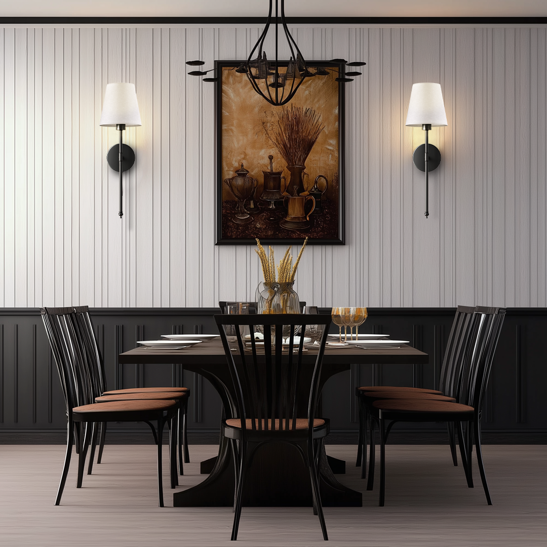 Wandleuchten-Set | 3M Klebeinstallation | Stoffschirm | 2er Set