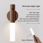 Kabellose Wandlampe mit Bewegungsmelder aus Holz