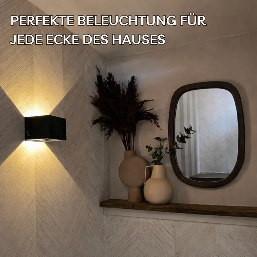 Moderne Wandleuchte | Kabelloses Licht mit Bewegungssensor | Flexibler Lichtwinkel