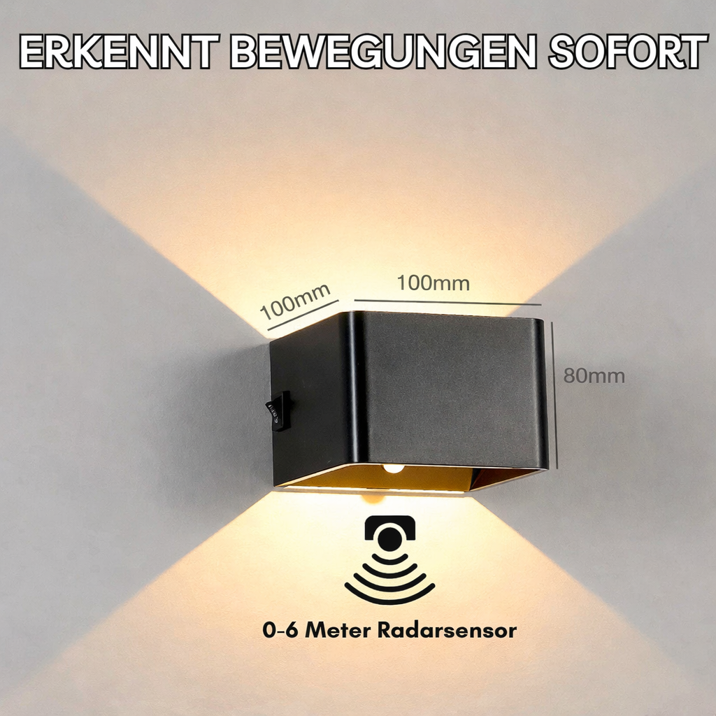 Moderne Wandleuchte | Kabelloses Licht mit Bewegungssensor | Flexibler Lichtwinkel