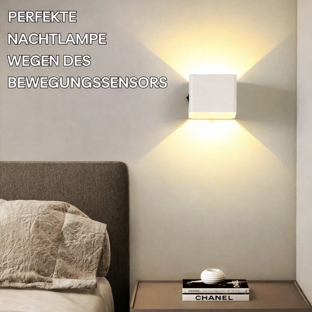 Moderne Wandleuchte | Kabelloses Licht mit Bewegungssensor | Flexibler Lichtwinkel