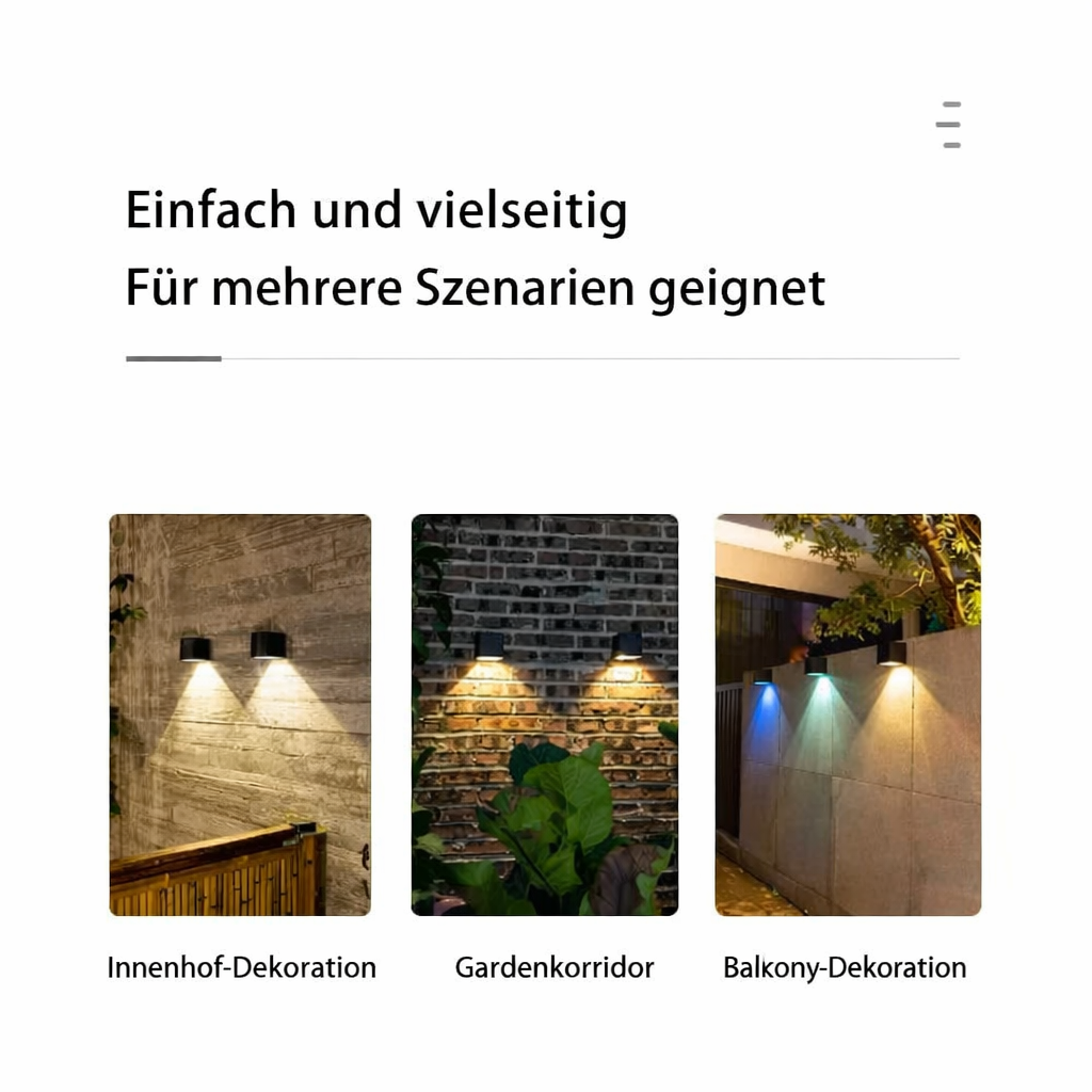 Solarbetriebene Wandleuchte | Wetterfeste LED Außenlampe | Luminara
